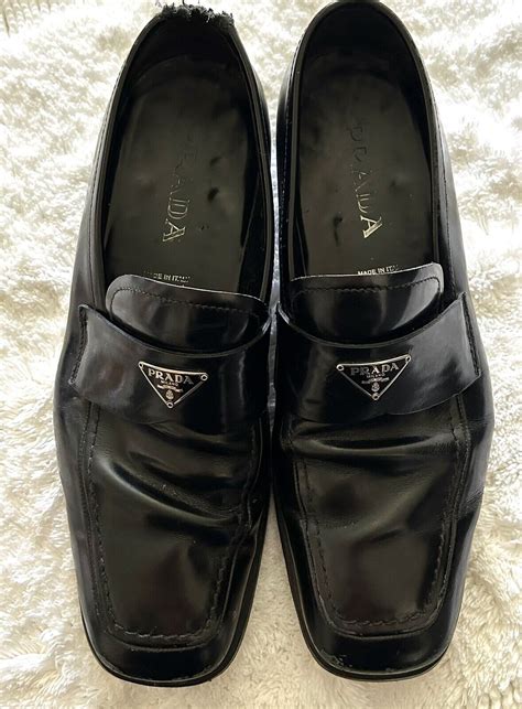 prada logo driving loafers|prada brushed leather loafers men.